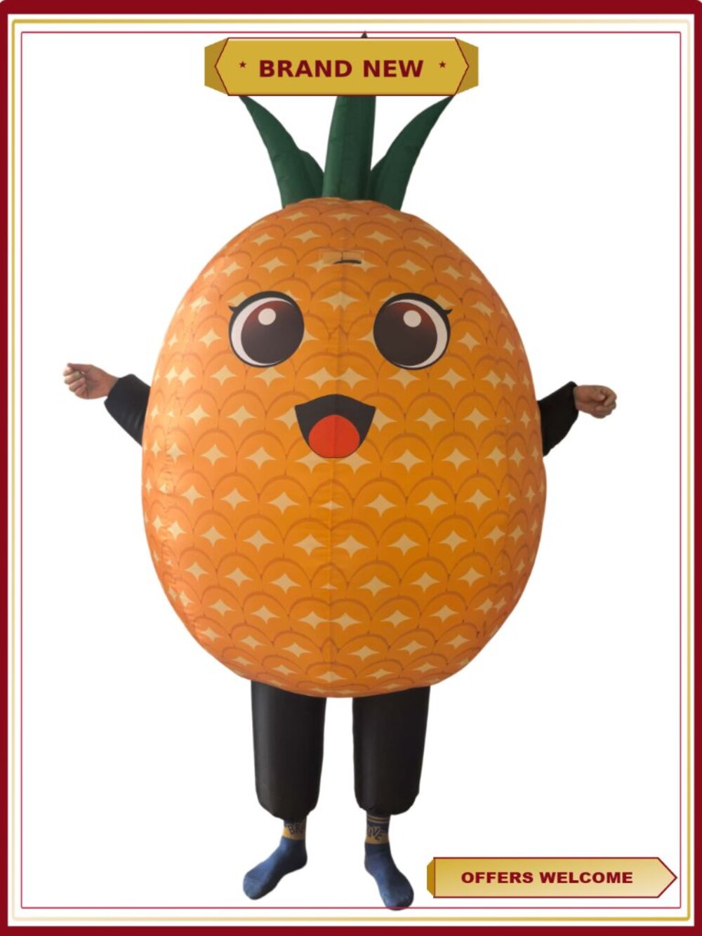 Inflatable Pineapple Costume Adult Funny Blow Up Fruit Suit Halloween Cosplay
